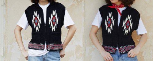 GREENBUTTER(グリーンバター)Navaho Alpaca Knit Vest (Black)